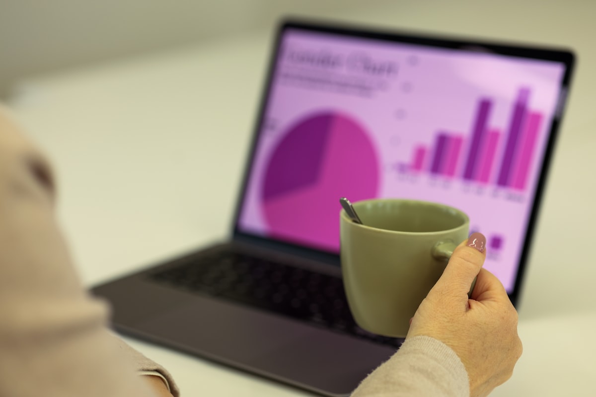 A laptop screen showing a website analytics chart
